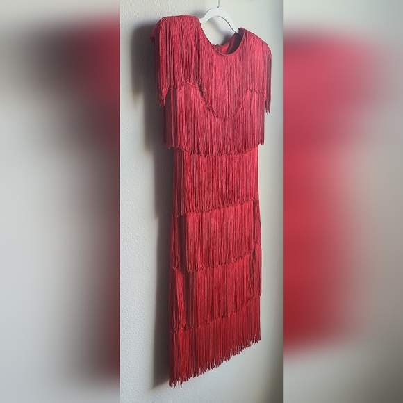 VINTAGE Lew Magram - Women's 80s Flapper Go-Go Tiered Party Medium - Picture 5 of 9